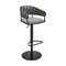 Armen Living Silabe Adjustable Counter or Bar Stool in Black Metal with Gray Fabric and Faux Leather 840254335325 - alternate 1